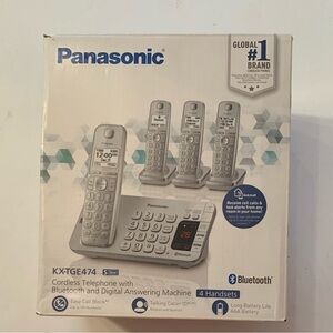 Panasonic Silver Cordless Phone Set with Bluetooth
